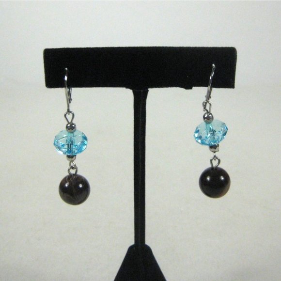 Set 3 Necklace  18 in Earrings Silvertone Multi- Strand Beaded Faux Stone Plasti - Picture 6 of 12